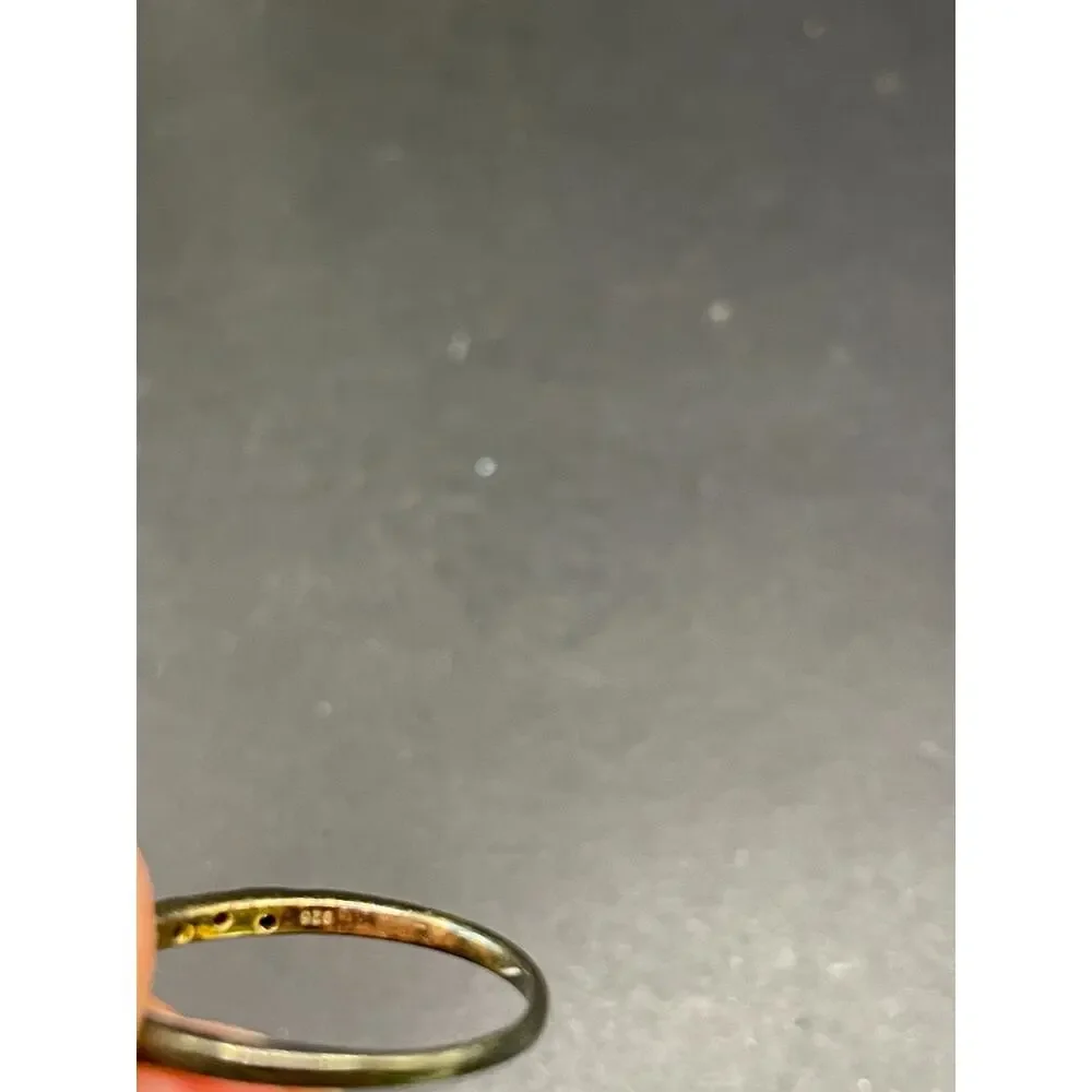 Vintage Minimalist 925 Sterling Silver Diamond Half-Eternity Band Ring Sz 10